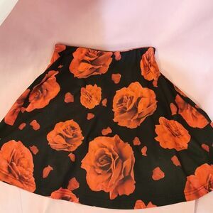 Datura Black Rose Mini Skirt Small Floral Party Prom Casual Japan Womens Dress